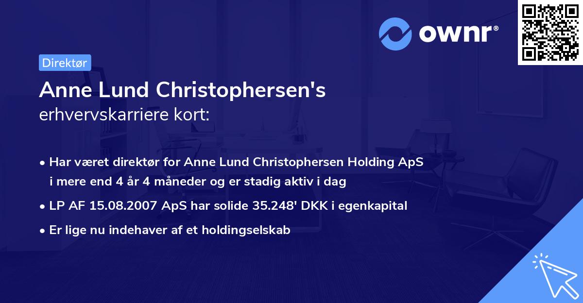 Anne Lund Christophersen's erhvervskarriere kort