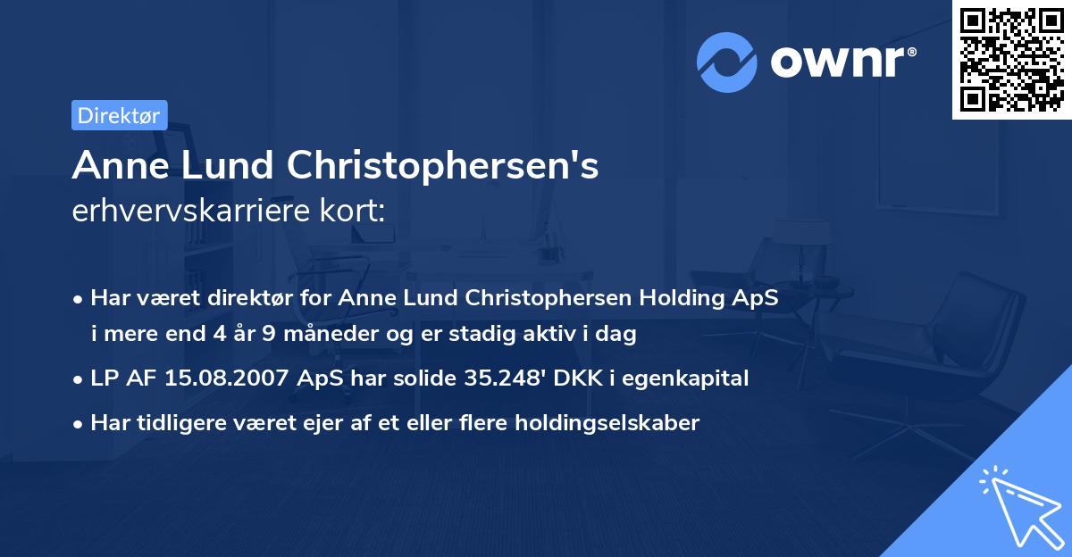 Anne Lund Christophersen's erhvervskarriere kort