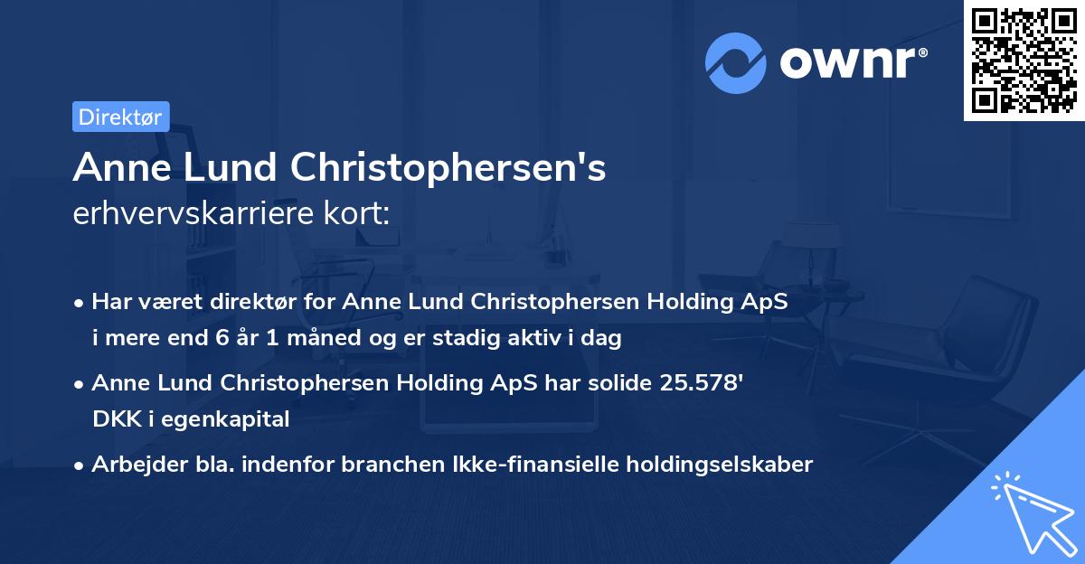 Anne Lund Christophersen's erhvervskarriere kort