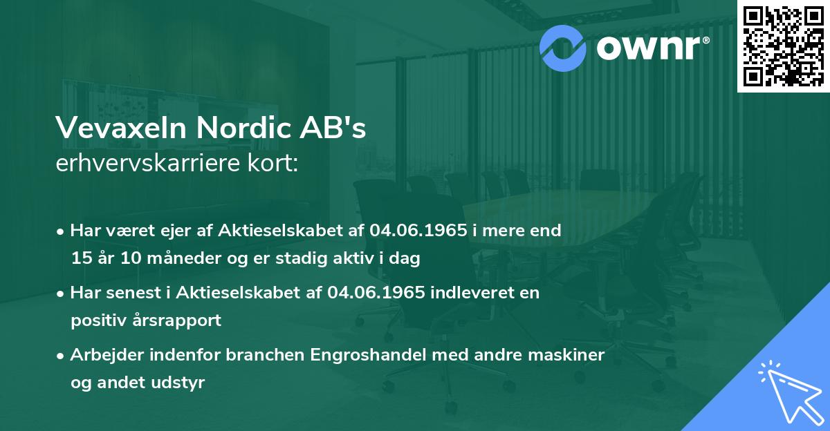 Vevaxeln Nordic AB's erhvervskarriere kort