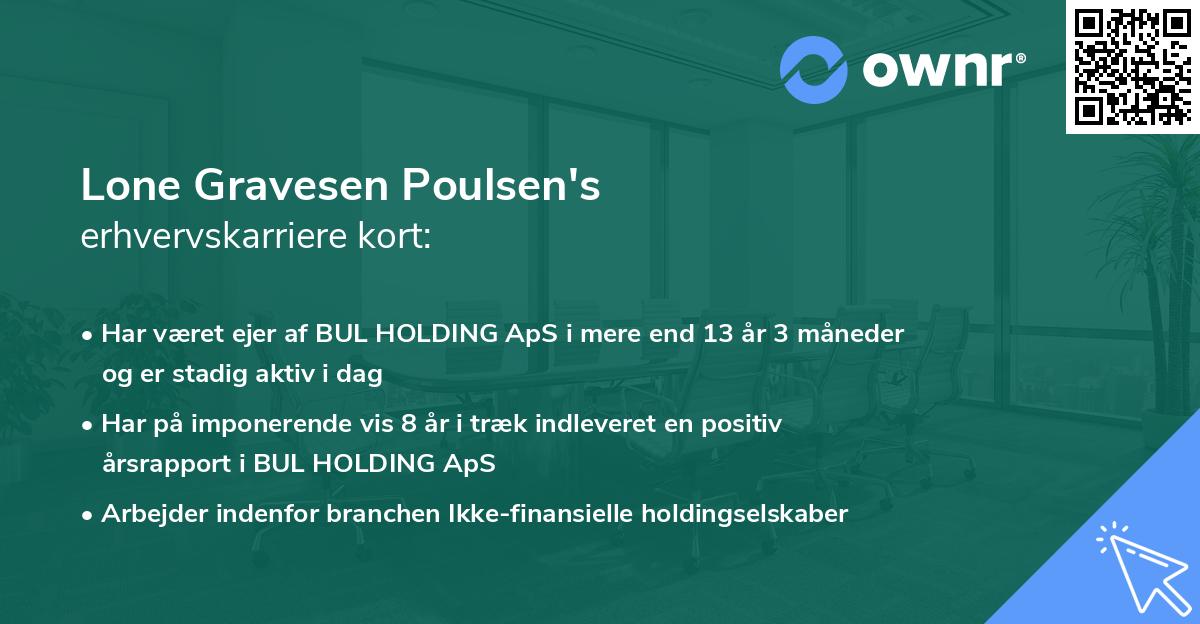 Lone Gravesen Poulsen's erhvervskarriere kort