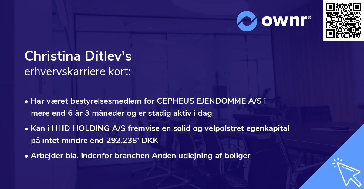 Christina Ditlev's erhvervskarriere kort