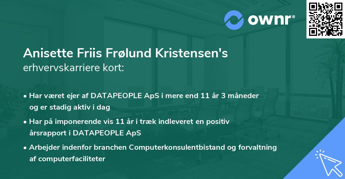 Anisette Friis Frølund Kristensen's erhvervskarriere kort