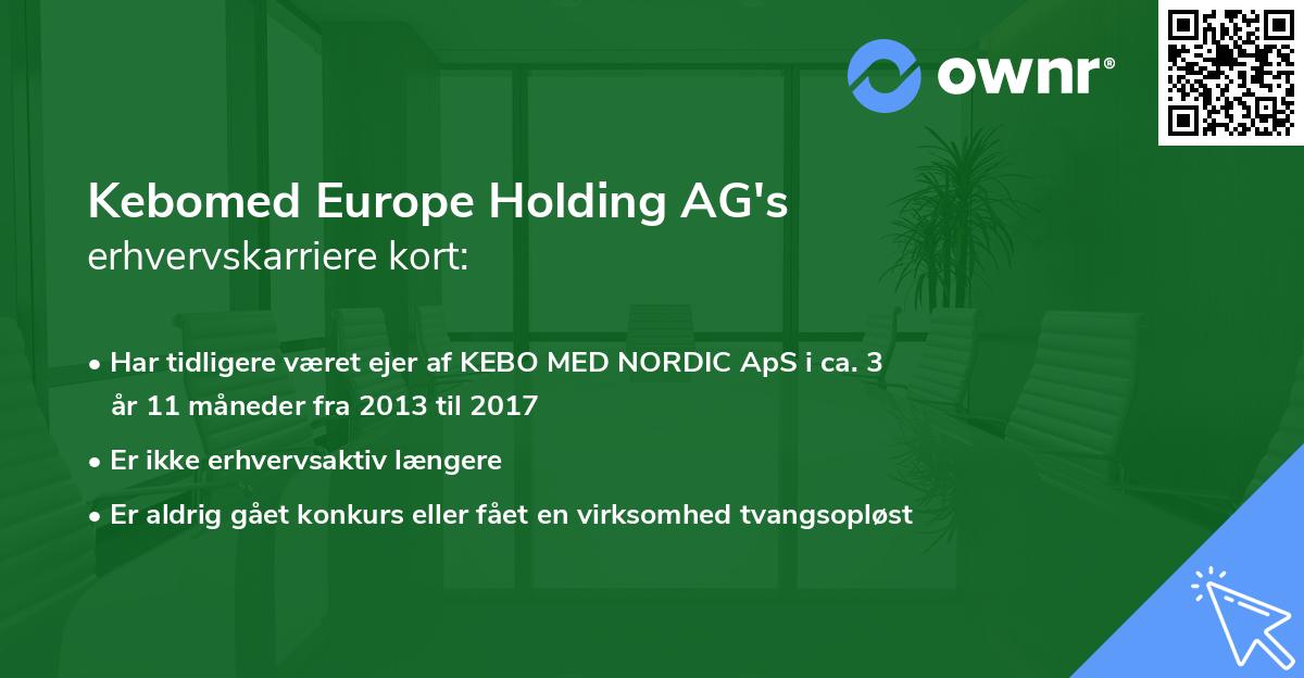 Kebomed Europe Holding AG's erhvervskarriere kort