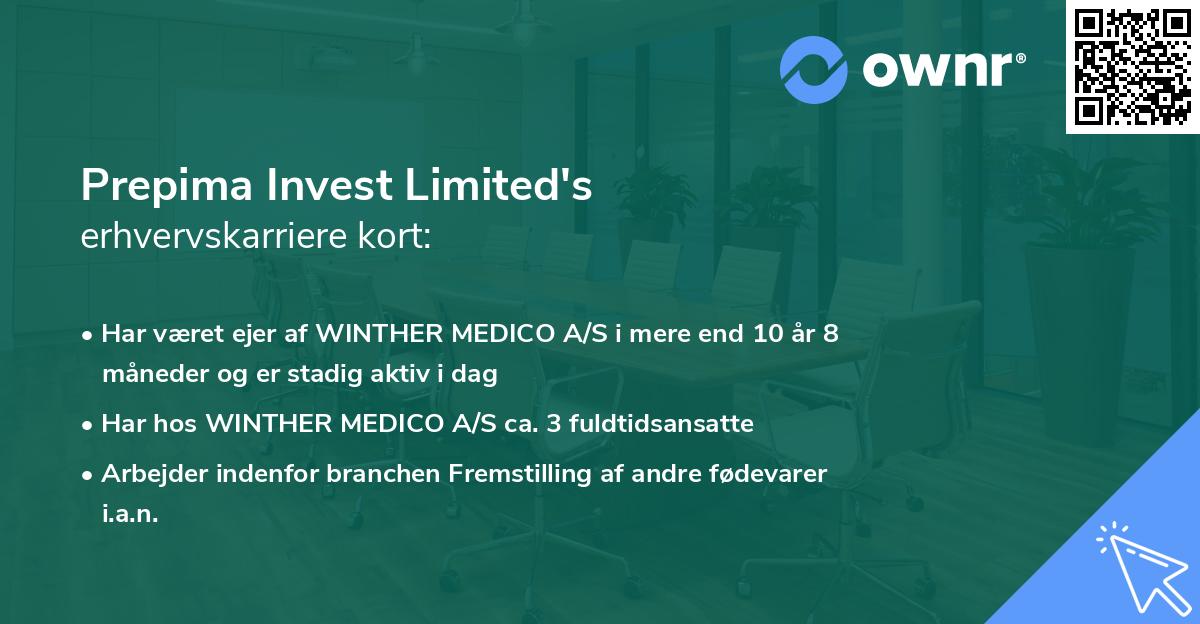 Prepima Invest Limited's erhvervskarriere kort