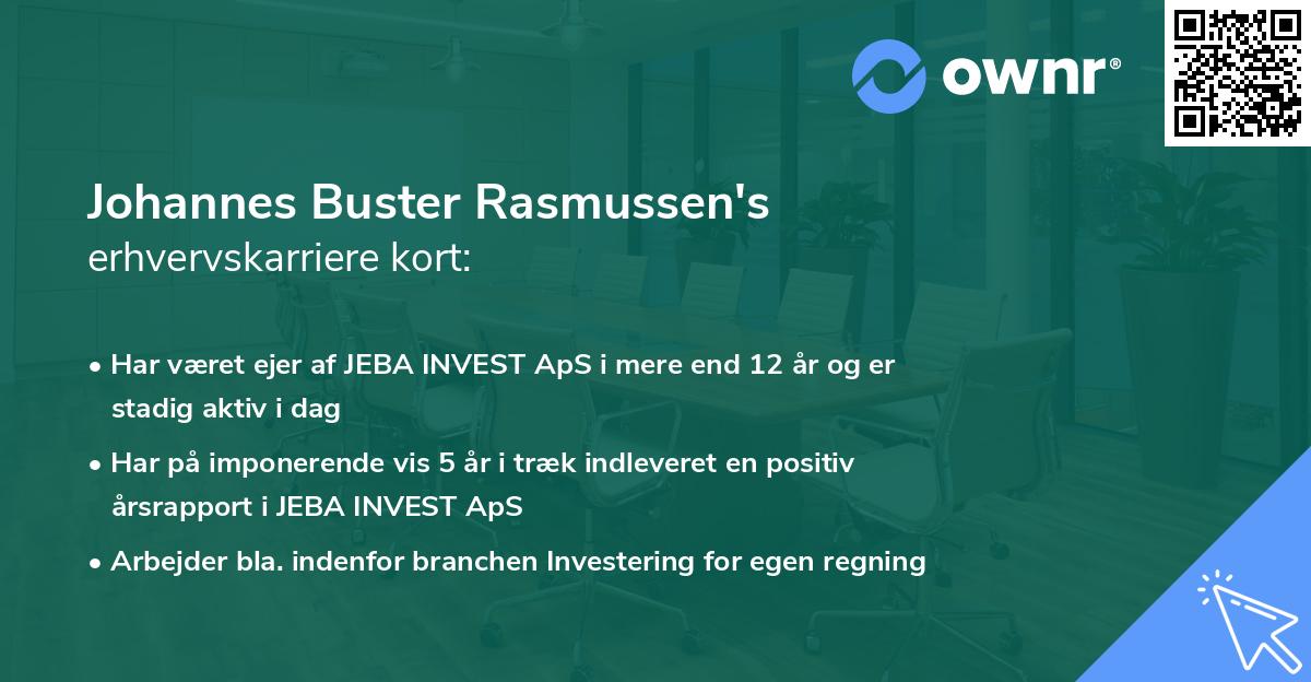 Johannes Buster Rasmussen's erhvervskarriere kort