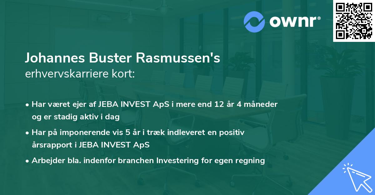 Johannes Buster Rasmussen's erhvervskarriere kort