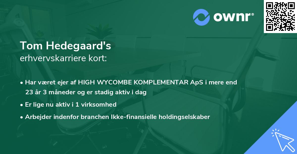 Tom Hedegaard's erhvervskarriere kort