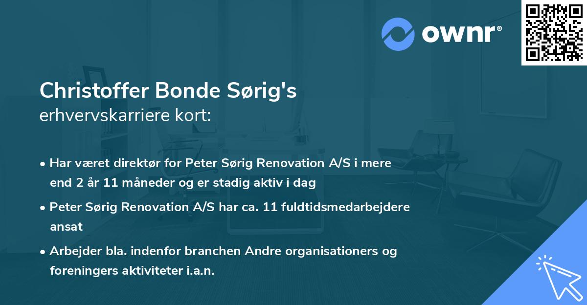 Christoffer Bonde Sørig's erhvervskarriere kort