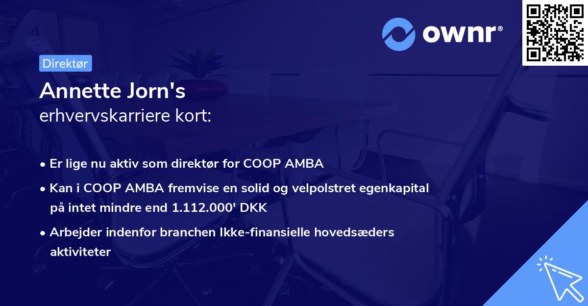 Annette Jorn's erhvervskarriere kort