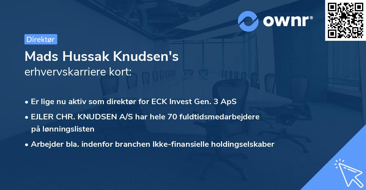 Mads Hussak Knudsen's erhvervskarriere kort