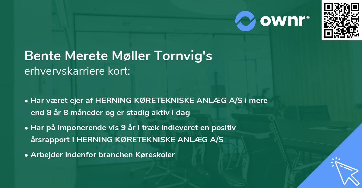 Bente Merete Møller Tornvig's erhvervskarriere kort