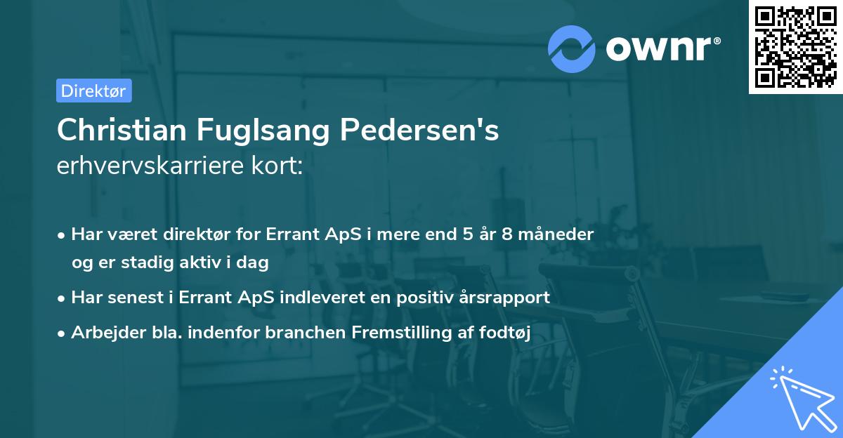 Christian Fuglsang Pedersen's erhvervskarriere kort