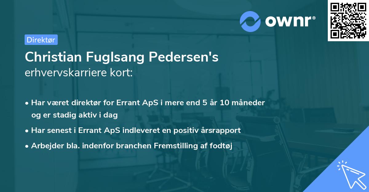 Christian Fuglsang Pedersen's erhvervskarriere kort