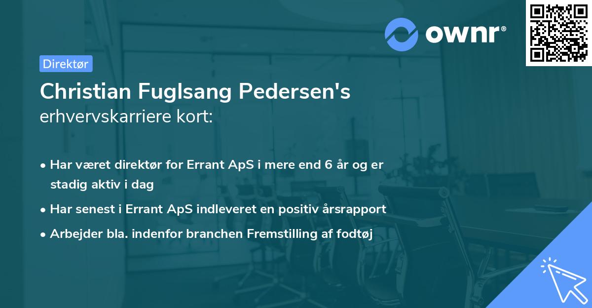 Christian Fuglsang Pedersen's erhvervskarriere kort