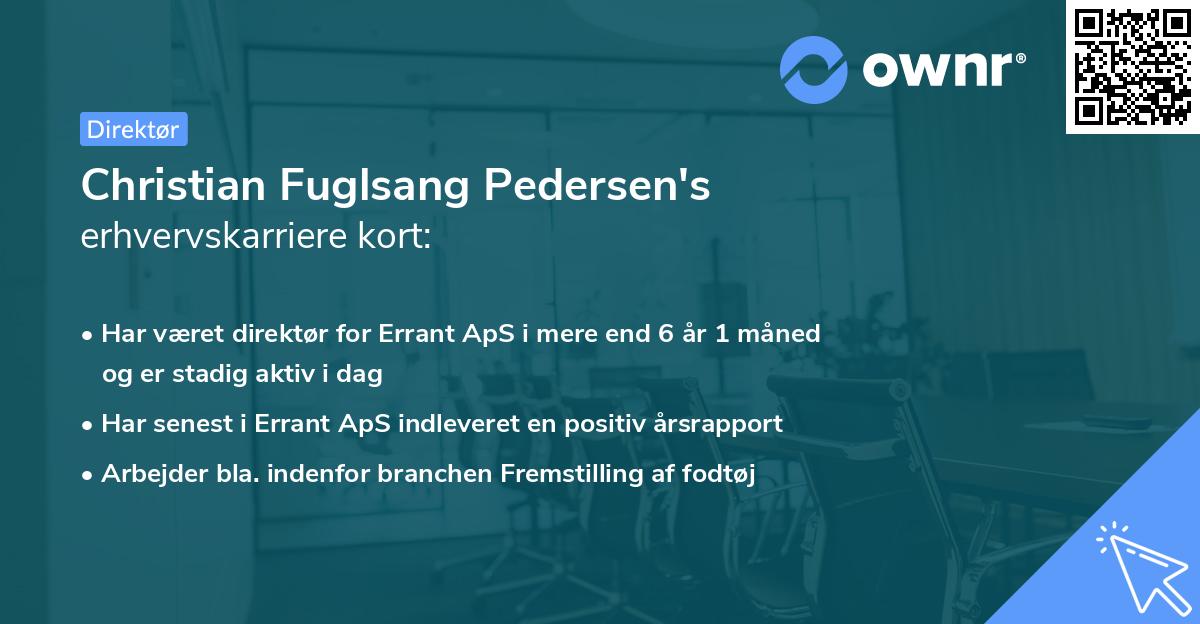 Christian Fuglsang Pedersen's erhvervskarriere kort