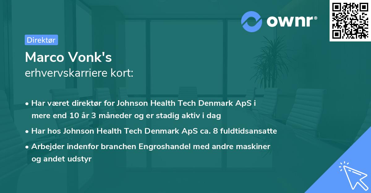 Marco Vonk's erhvervskarriere kort