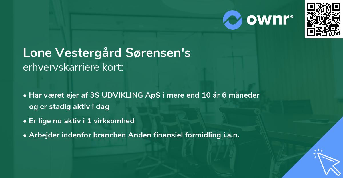 Lone Vestergård Sørensen's erhvervskarriere kort