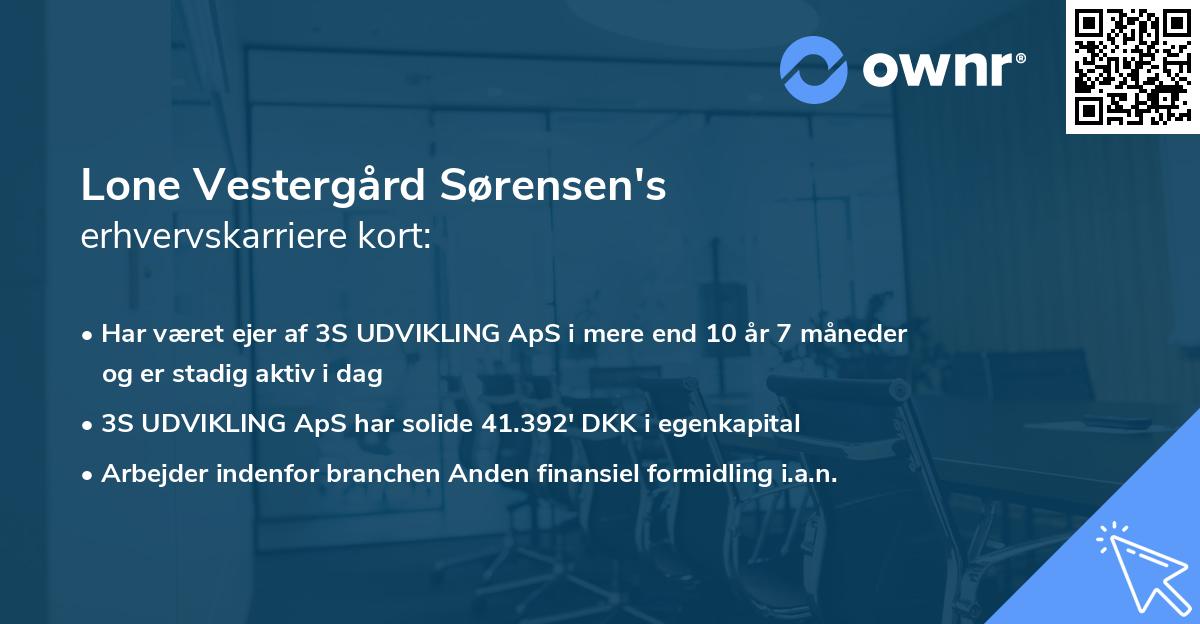 Lone Vestergård Sørensen's erhvervskarriere kort
