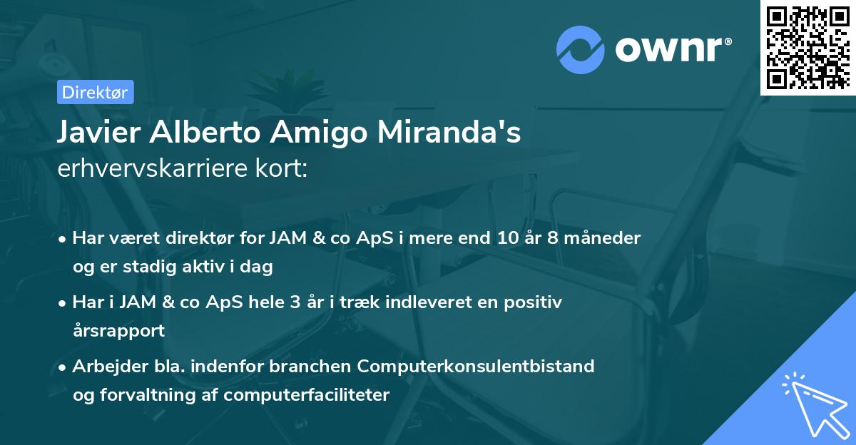 Javier Alberto Amigo Miranda's erhvervskarriere kort