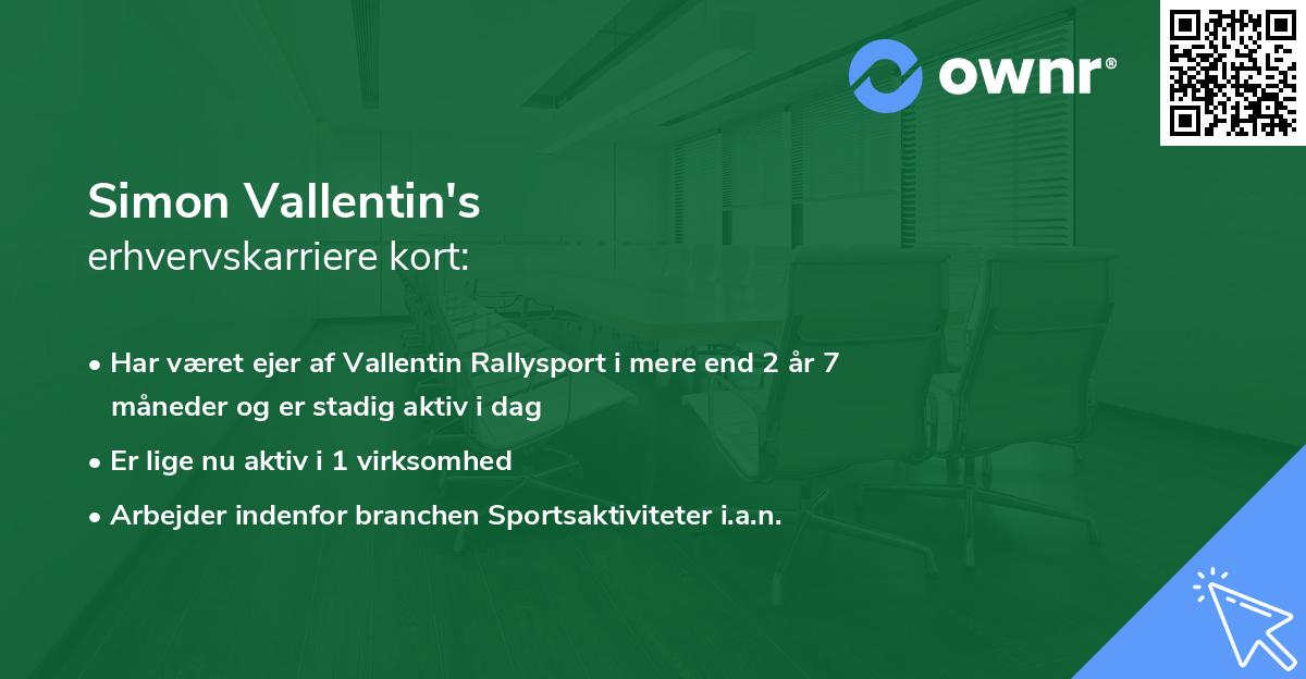 Simon Vallentin's erhvervskarriere kort