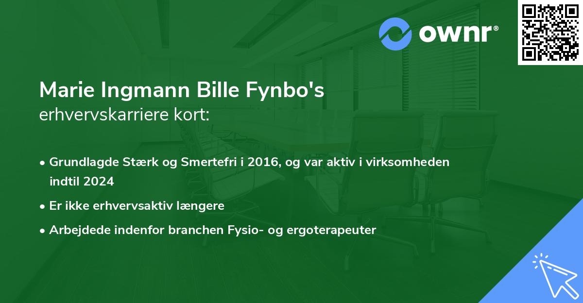 Marie Ingmann Bille Fynbo's erhvervskarriere kort