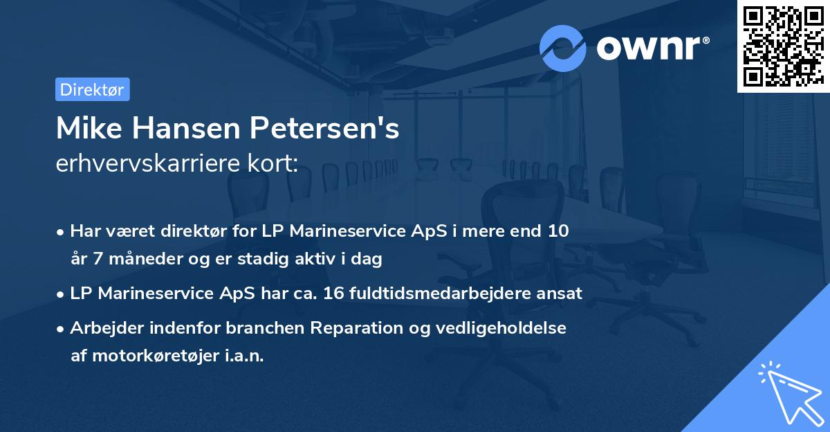 Mike Hansen Petersen's erhvervskarriere kort