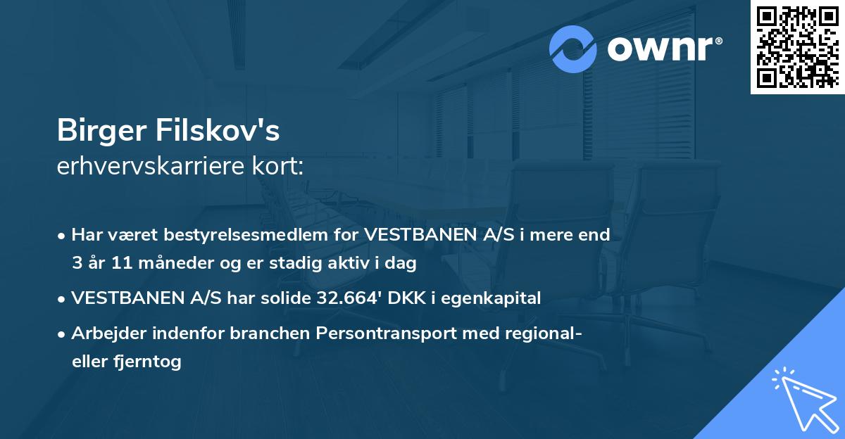 Birger Filskov's erhvervskarriere kort