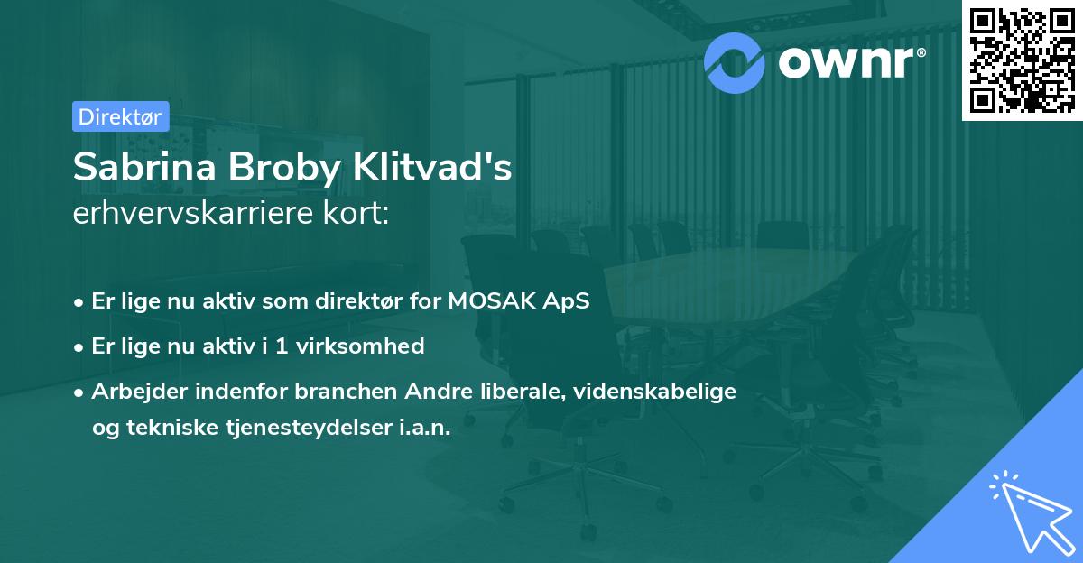 Sabrina Broby Klitvad's erhvervskarriere kort