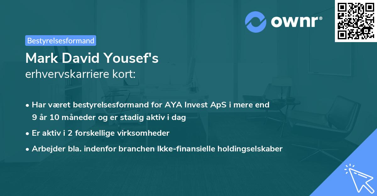 Mark David Yousef's erhvervskarriere kort