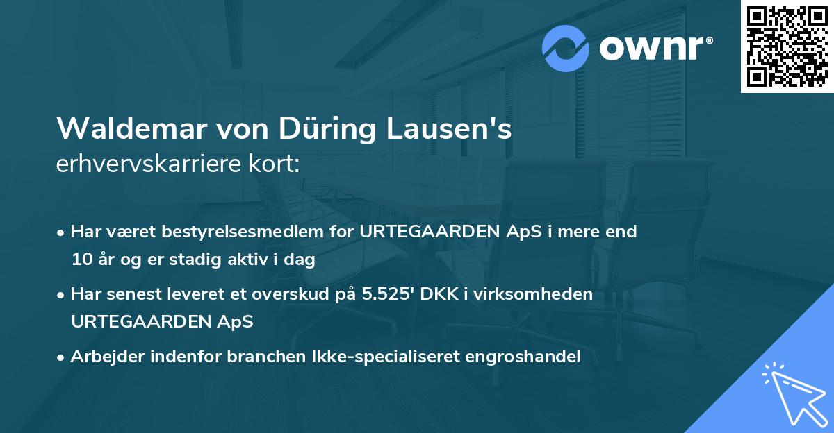 Waldemar von Düring Lausen's erhvervskarriere kort
