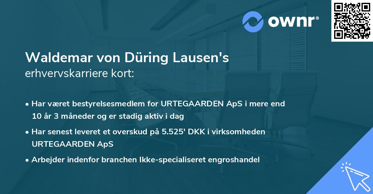 Waldemar von Düring Lausen's erhvervskarriere kort