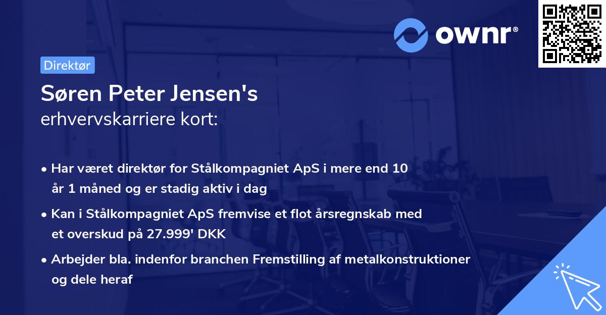 Søren Peter Jensen's erhvervskarriere kort