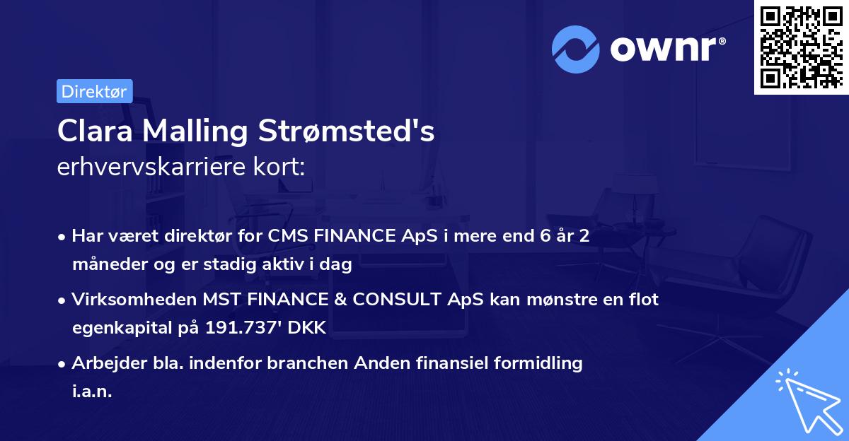 Clara Malling Strømsted's erhvervskarriere kort