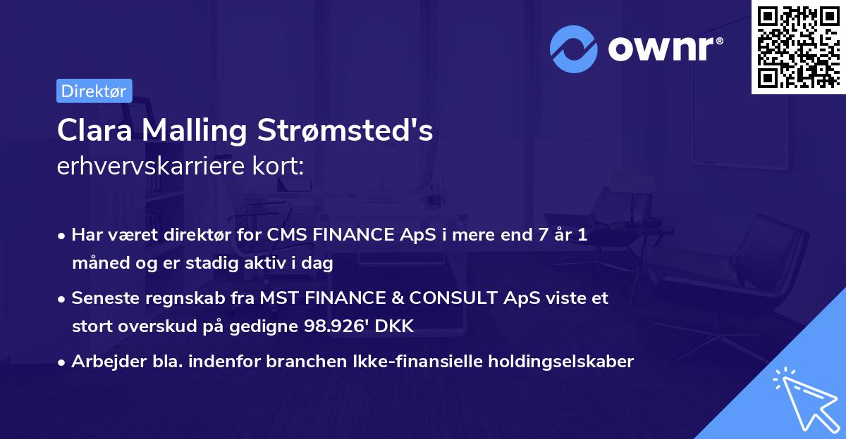 Clara Malling Strømsted's erhvervskarriere kort