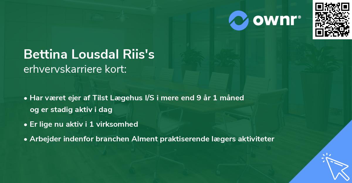 Bettina Lousdal Riis's erhvervskarriere kort