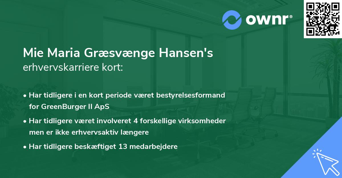 Mie Maria Græsvænge Hansen's erhvervskarriere kort