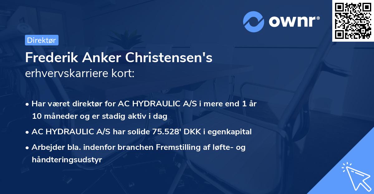 Frederik Anker Christensen's erhvervskarriere kort