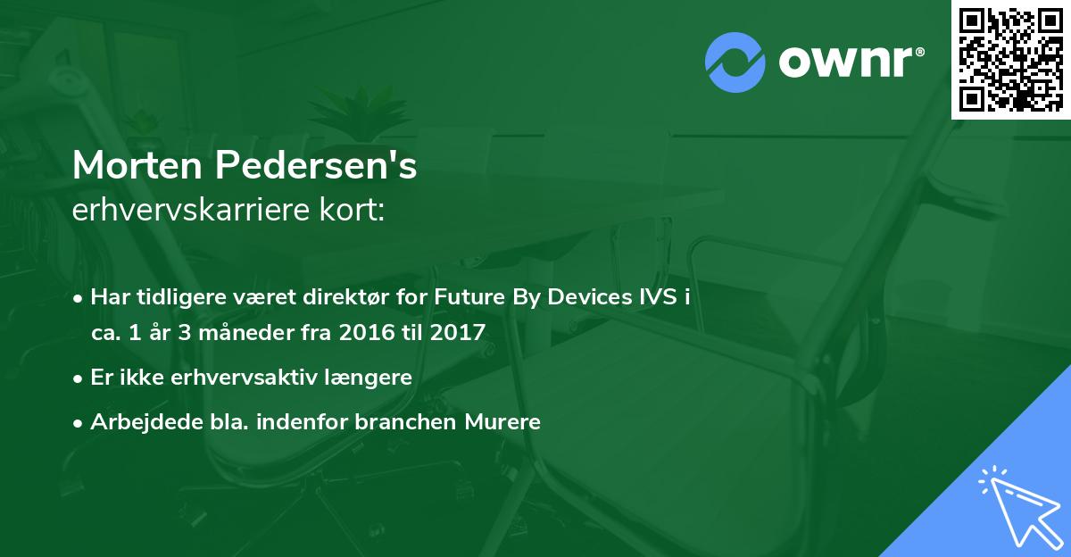 Morten Pedersen's erhvervskarriere kort