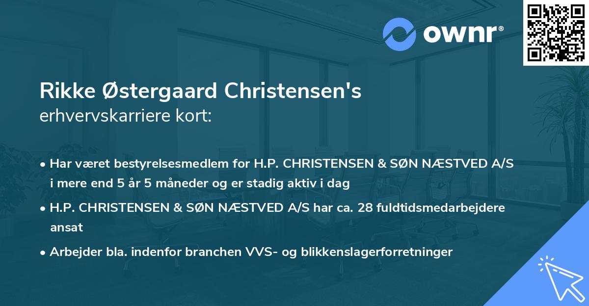 Rikke Østergaard Christensen's erhvervskarriere kort