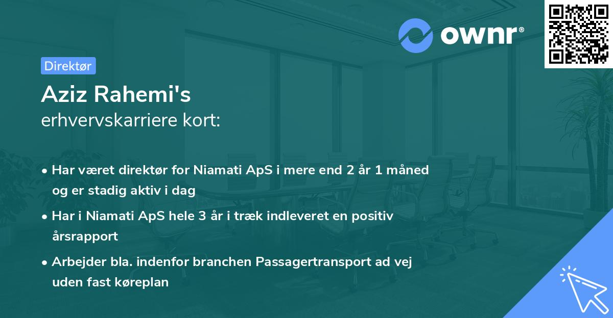 Aziz Rahemi's erhvervskarriere kort