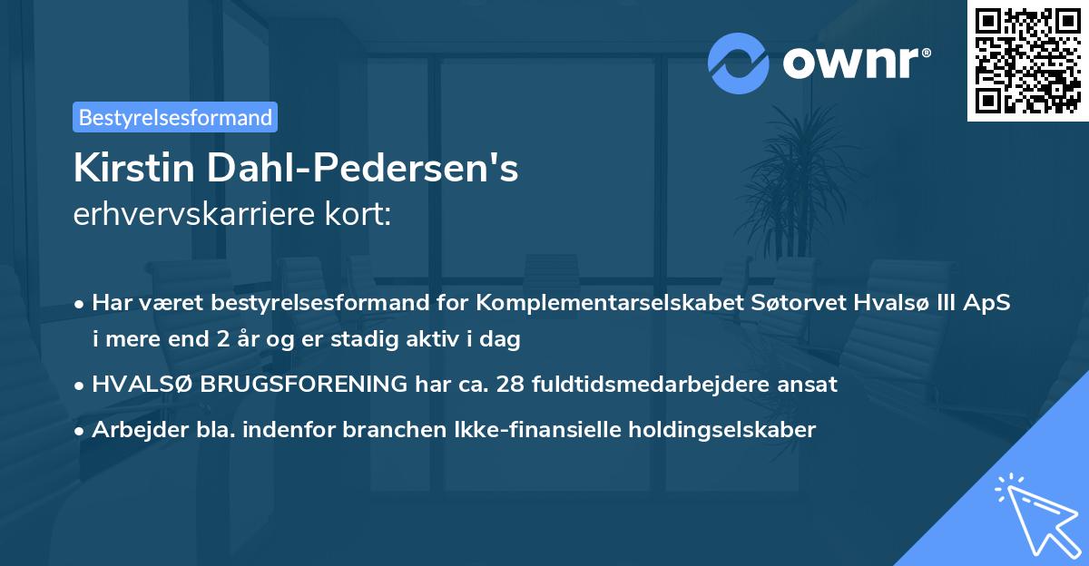 Kirstin Dahl-Pedersen's erhvervskarriere kort