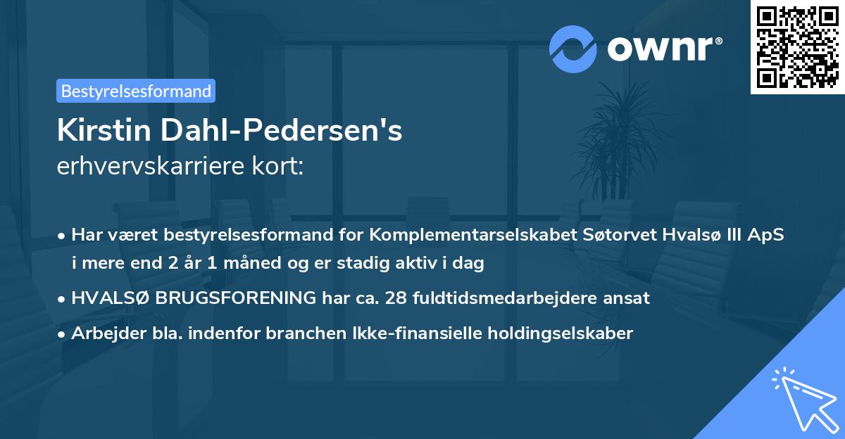 Kirstin Dahl-Pedersen's erhvervskarriere kort