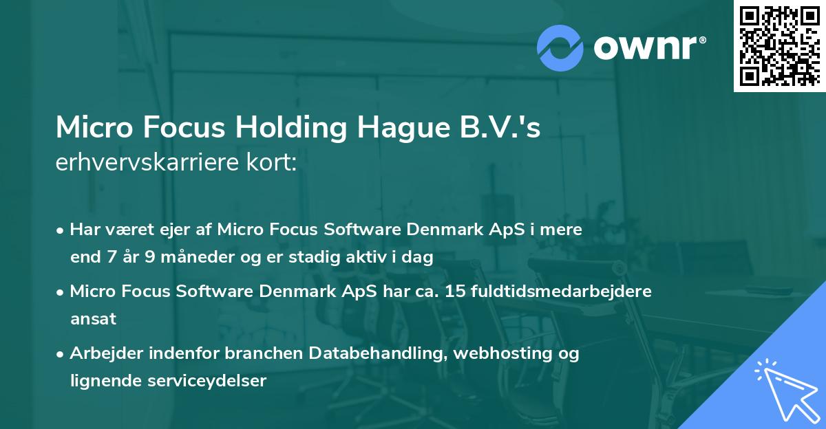 Micro Focus Holding Hague B.V.'s erhvervskarriere kort