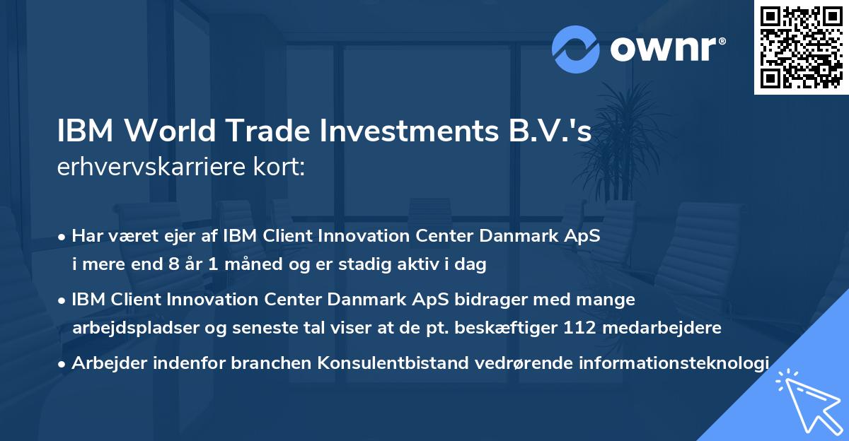 IBM World Trade Investments B.V.'s erhvervskarriere kort