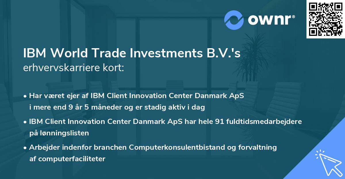 IBM World Trade Investments B.V.'s erhvervskarriere kort