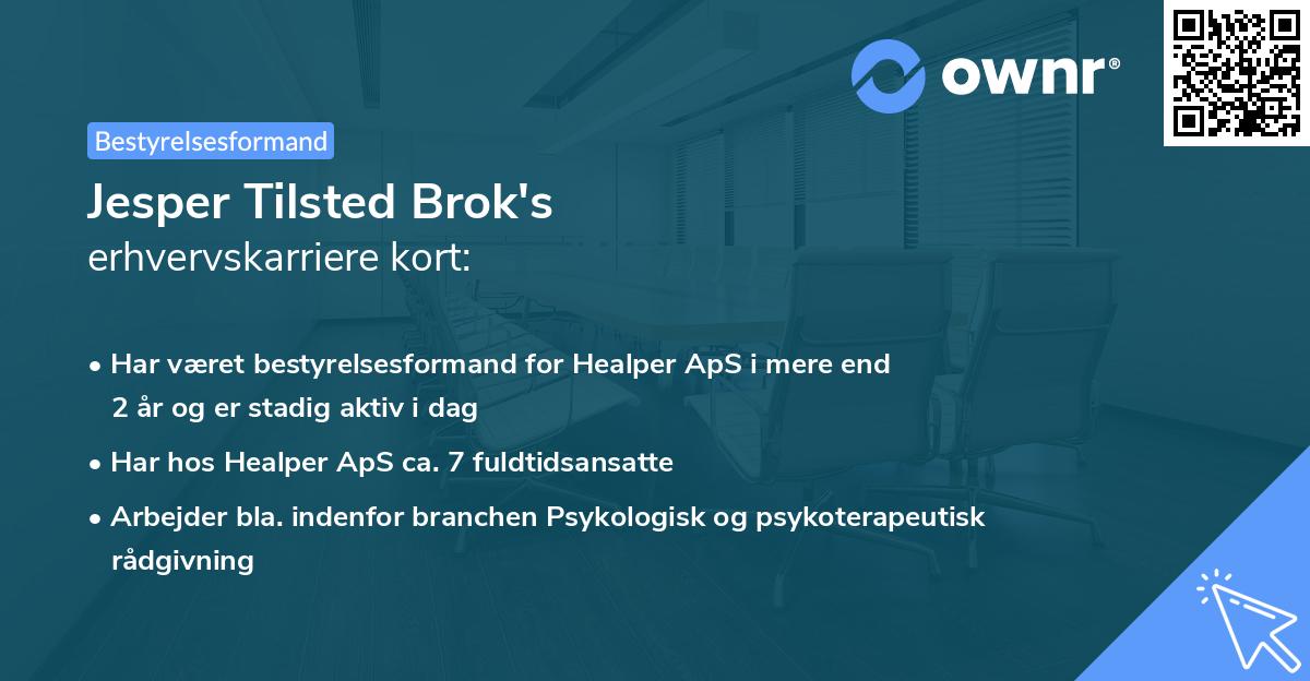 Jesper Tilsted Brok's erhvervskarriere kort