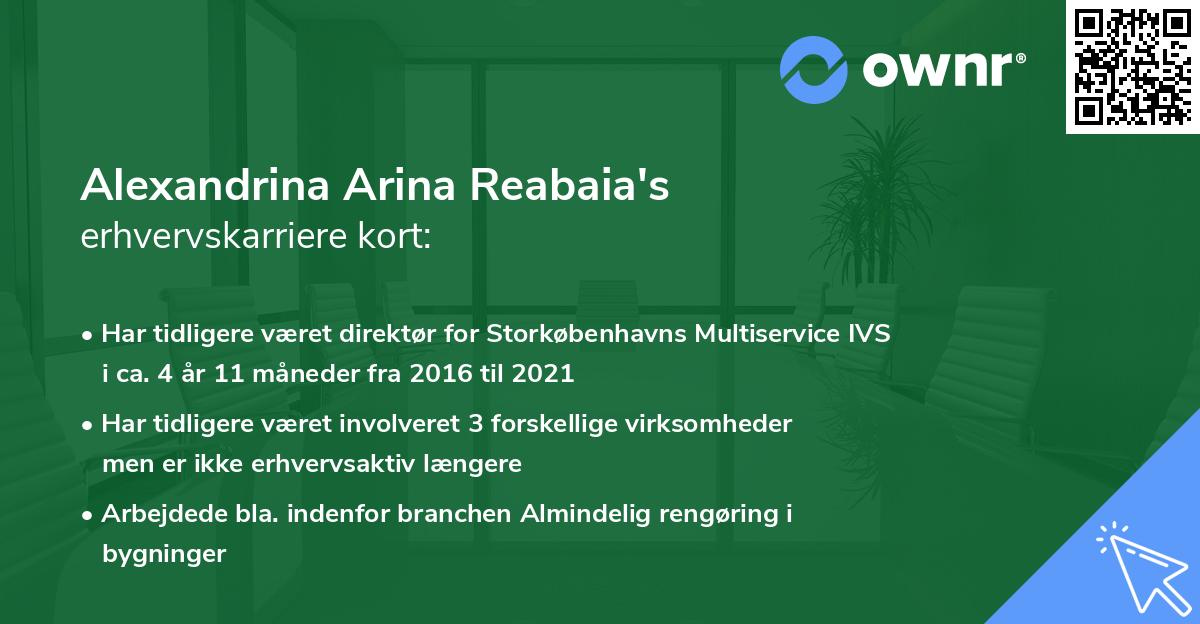 Alexandrina Arina Reabaia's erhvervskarriere kort
