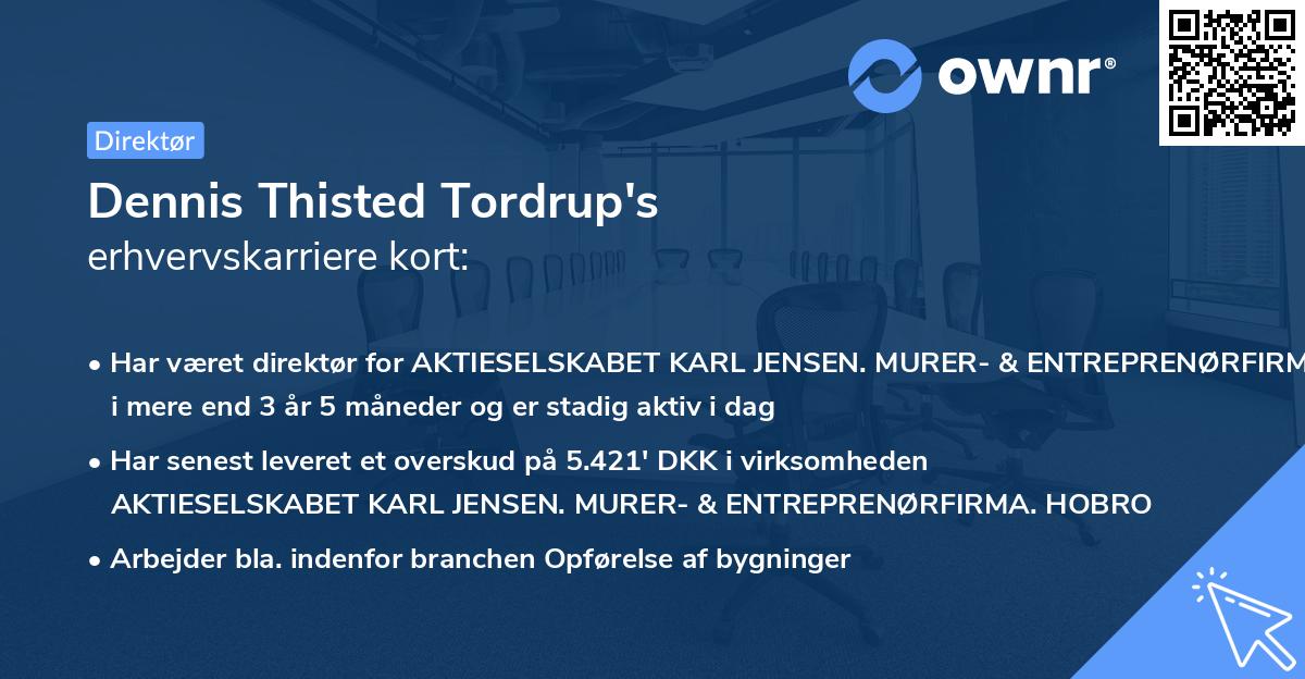 Dennis Thisted Tordrup's erhvervskarriere kort