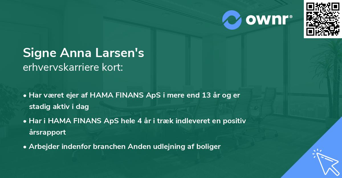 Signe Anna Larsen's erhvervskarriere kort